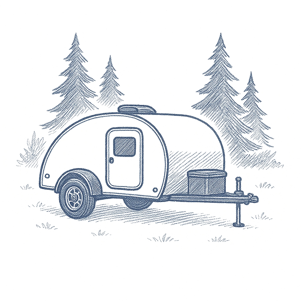 Teardrop camper illustration